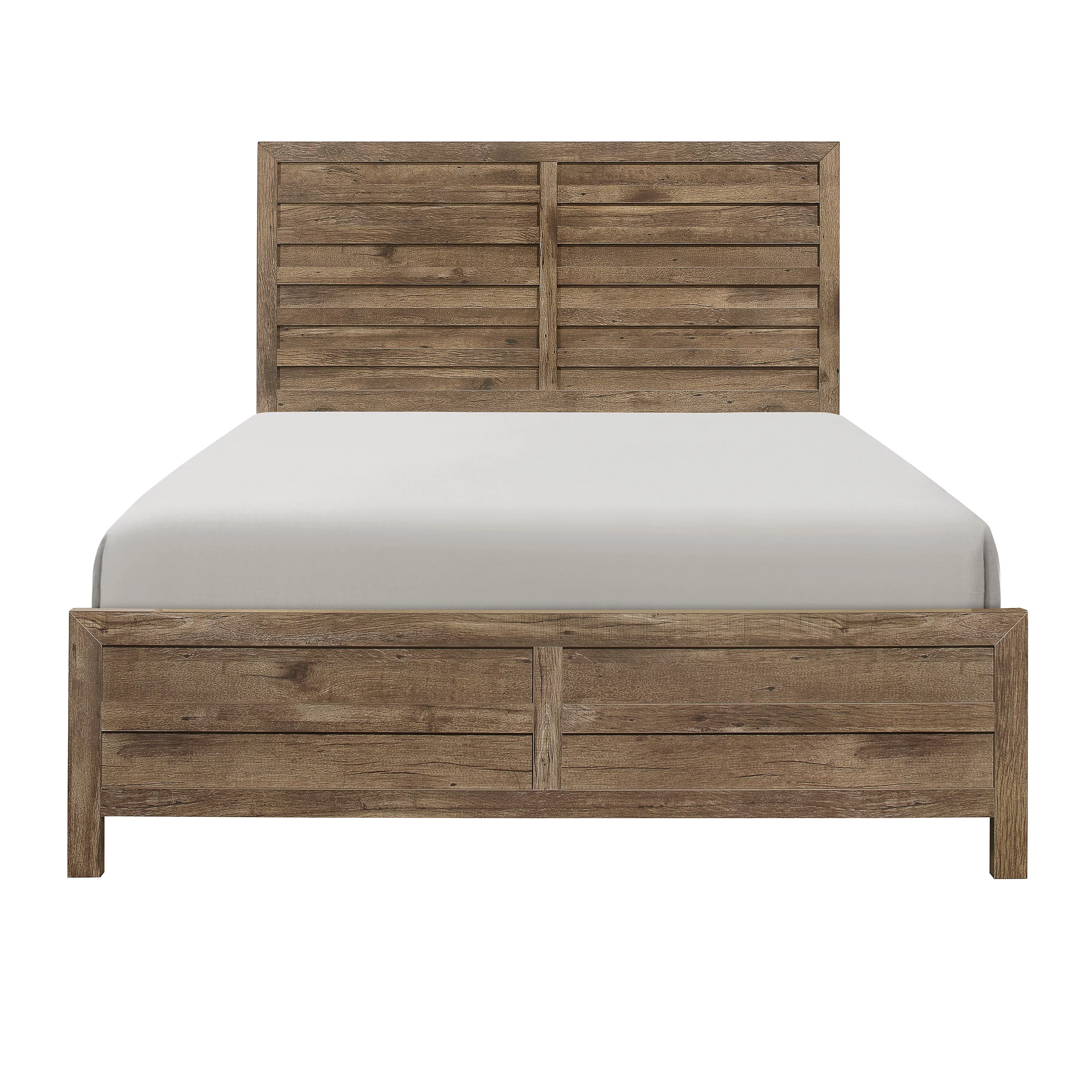 Classic Weathered Pine Finish California King Size Bed 1pc Rusticated style Bedroom Furniture