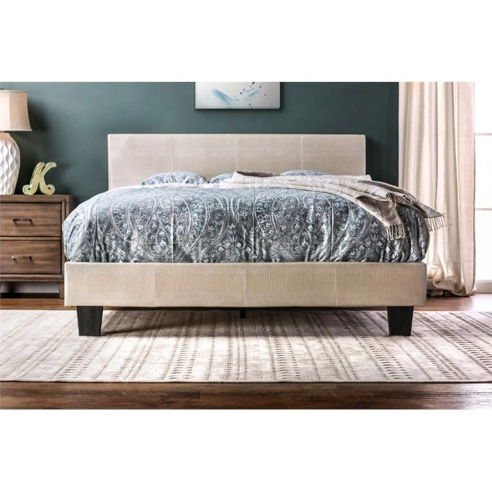 Furniture of America Nicole Faux Leather Queen Platform Bed in Pearl White
