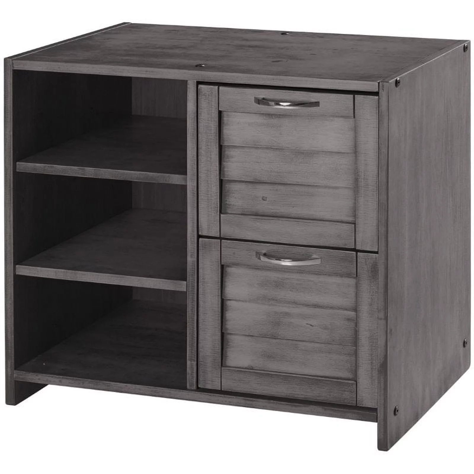 Rosebery Kids 3 Shelf 2 Drawer Wooden Chest in Antique Gray Finish