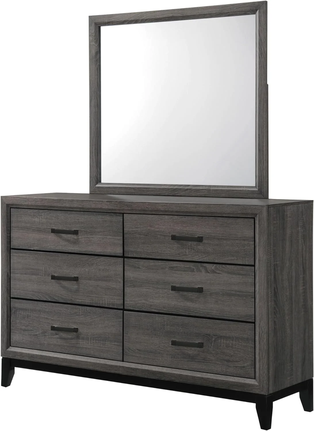 Kings Brand Furniture Ambroise Wood Dresser & Mirror (Gray/Black)