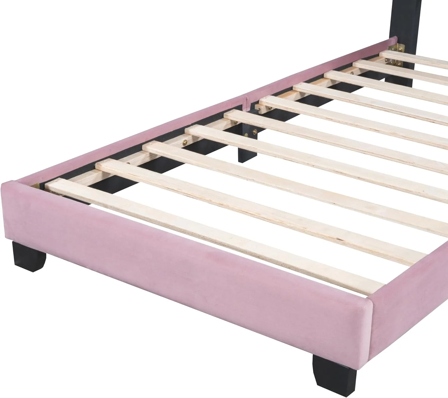 Twin Upholstered Bed with Shell-Shaped Headboard, Cute Bed Frame Shell-Shaped Twin Size Kids Bed Modern Velvet Platform Bed with Sturdy Wood Slats Support/No Box Spring Needed/Easy Assembly