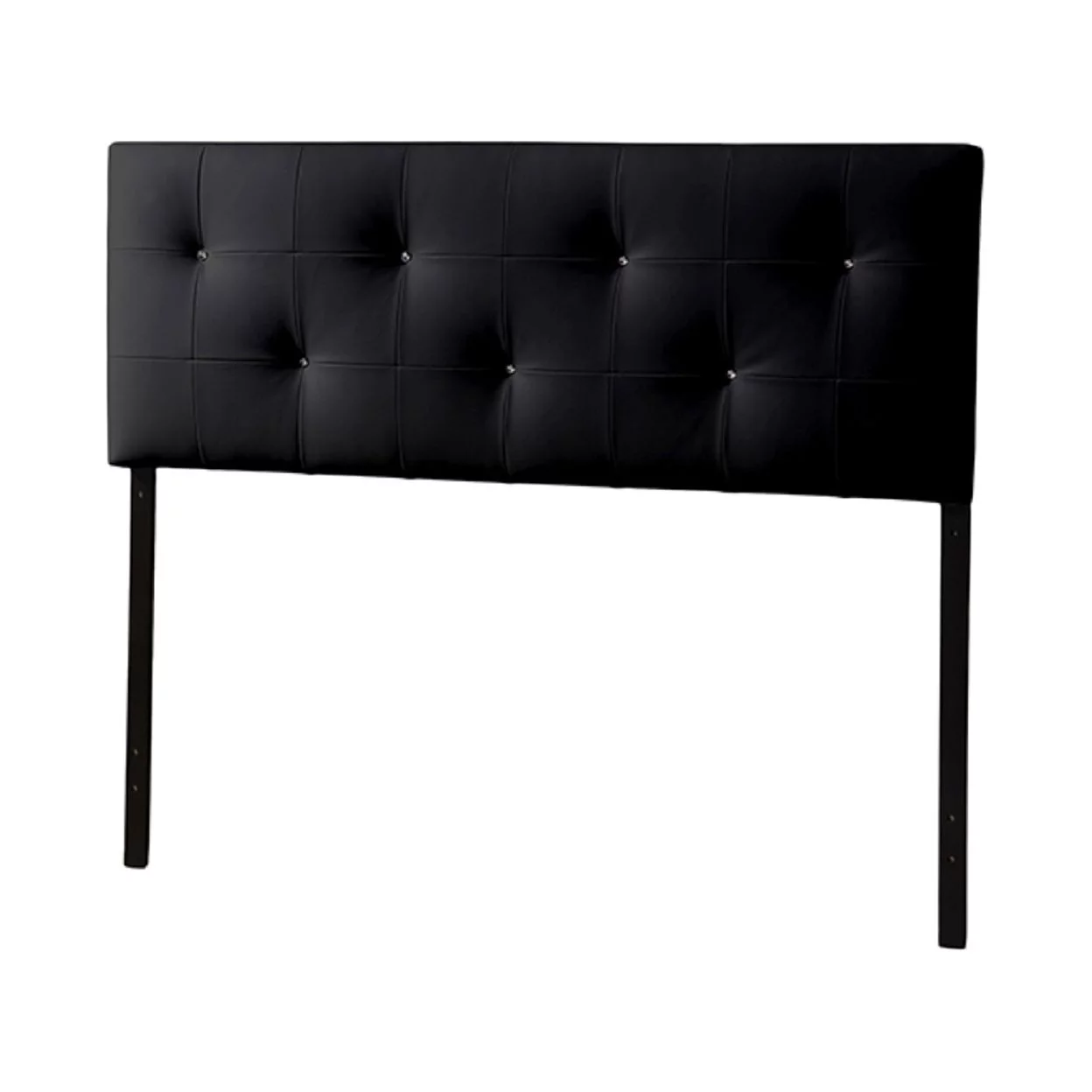 Baxton Studio Dalini Modern and Contemporary King Black Faux Leather Headboard with Faux Crystal Buttons,Wholesale