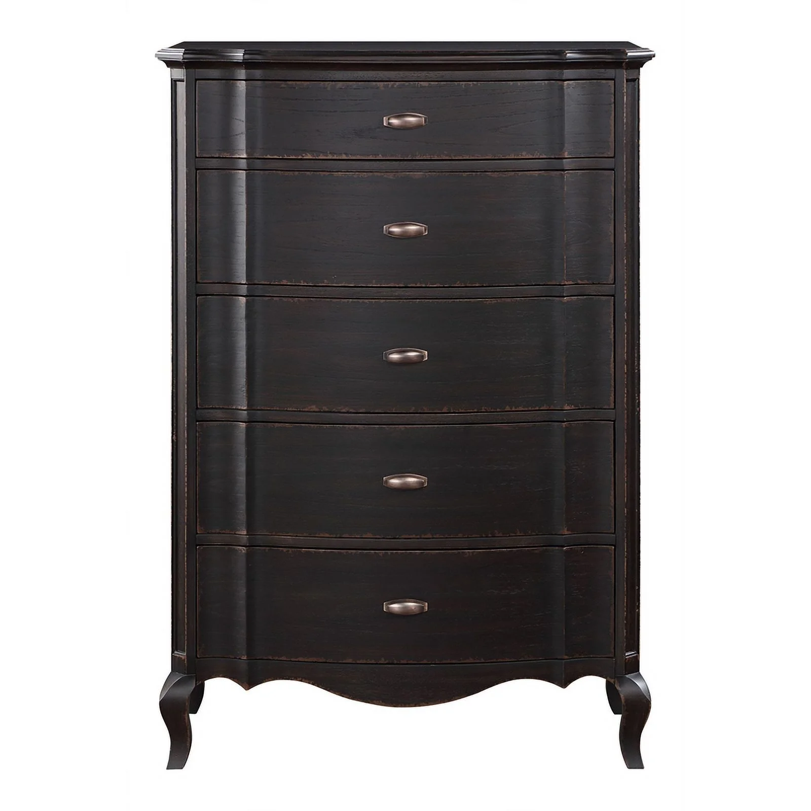 Pemberly Row 5-Drawer Contemporary Wood Chest in Antique Black