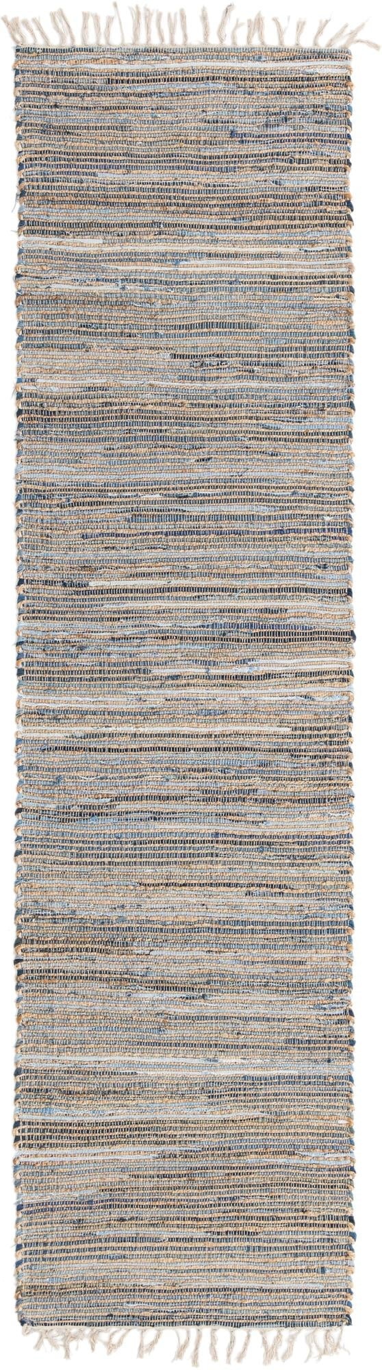 Unique Loom Chindi Jute Rug Blue/Navy Blue 2' 7