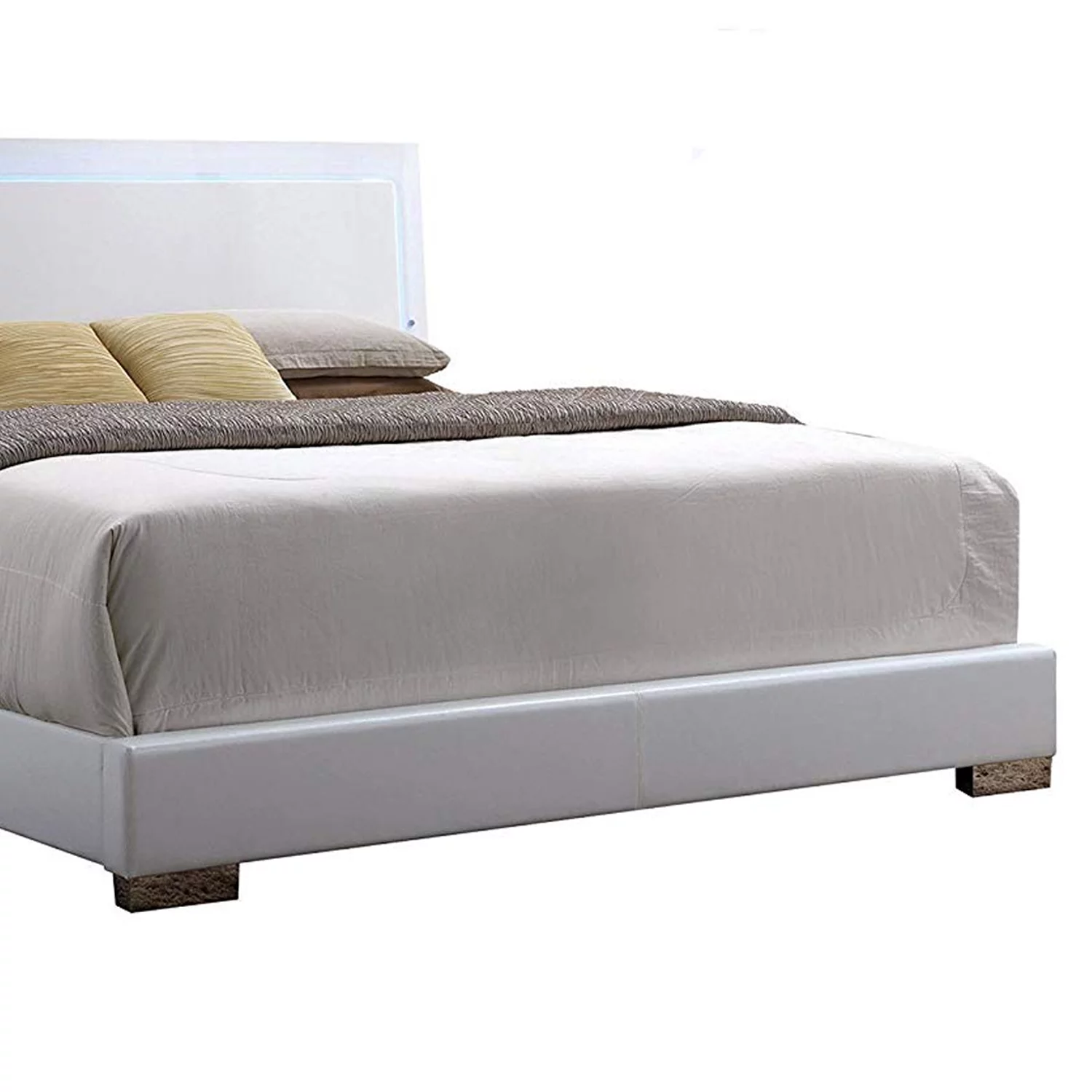 Benjara Contemporary Style Queen Size Wooden Panel Bed with Headboard, White