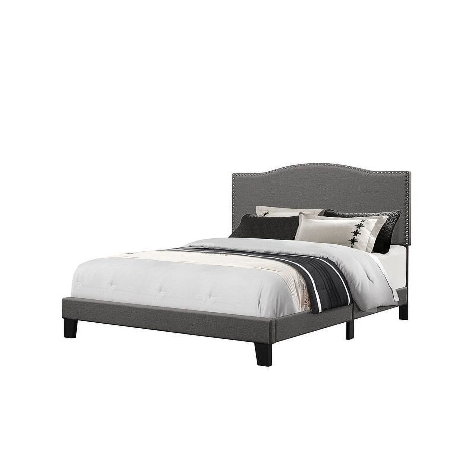Bowery Hill Upholstered Hardwood Queen Bed in One in Stone Fabric