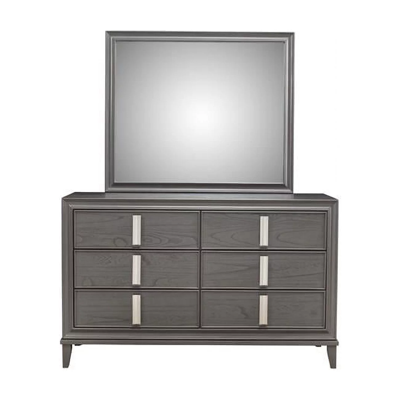 Alpine Furniture Lorraine Wood 6 Drawer Dresser in Dark Gray