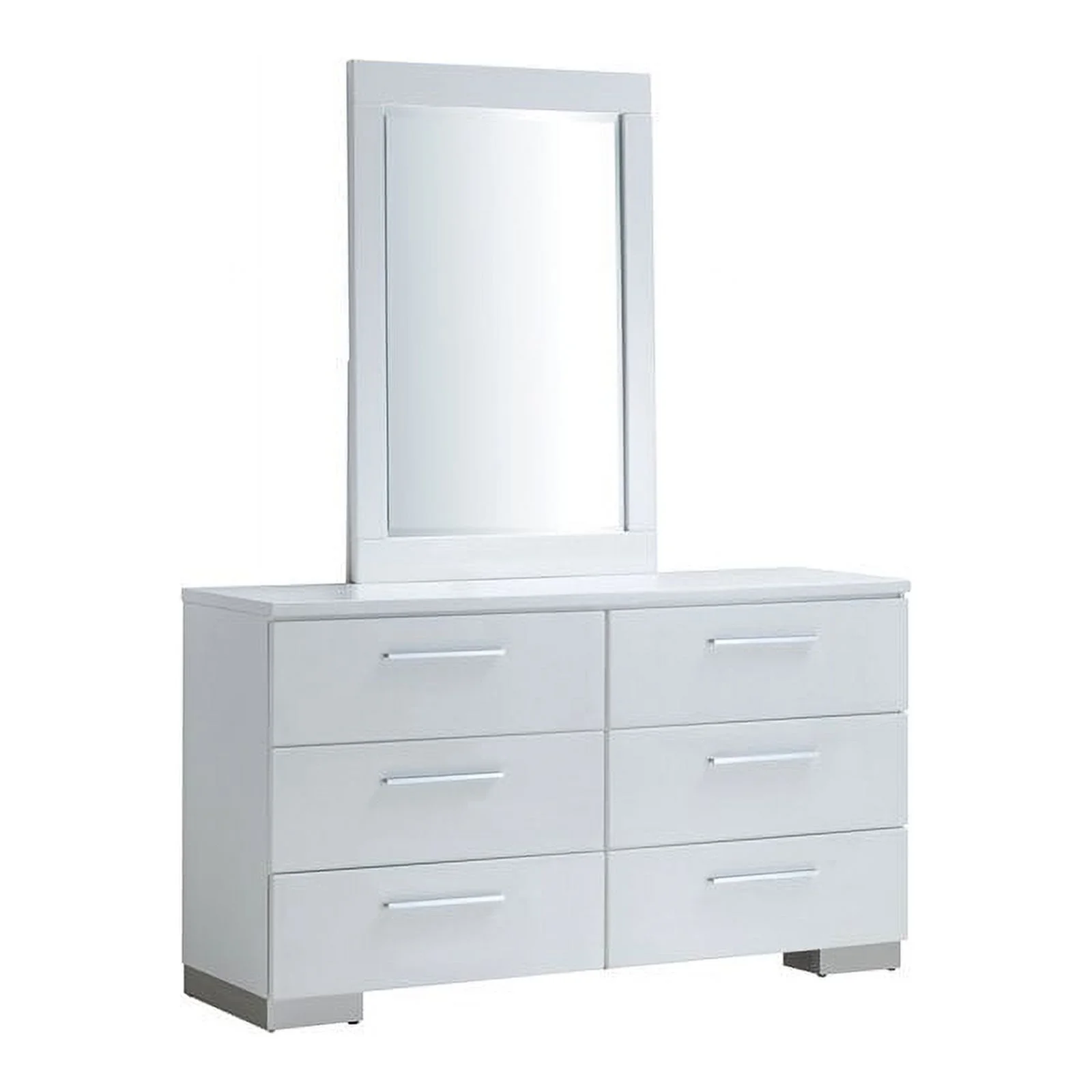 Bowery Hill 2-Piece Contemporary Wood Dresser and Mirror in White