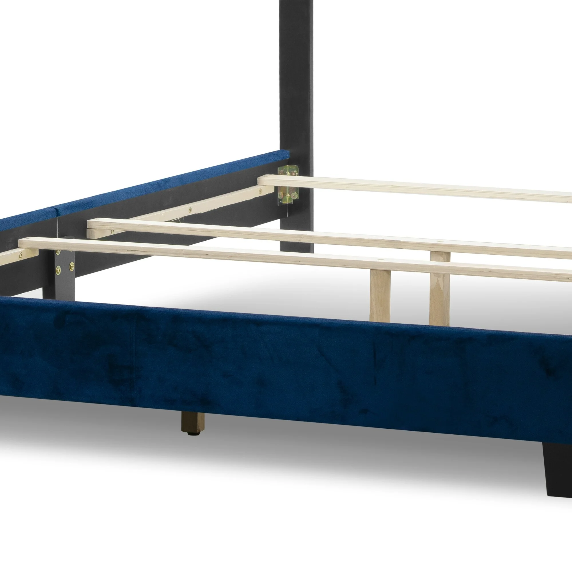 Glamour Home Asali King Bed with Button Tufting and Nail Headed Wings in Blue