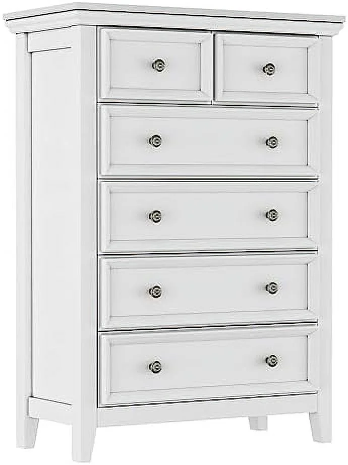 HBBOOMLIFE White Dresser for Bedroom  6 Chest of Drawer Dresser  Tall Nightstand with Deep Drawers  Modern Drawer Cabinet for Nursery  Living Room   Room Home Office