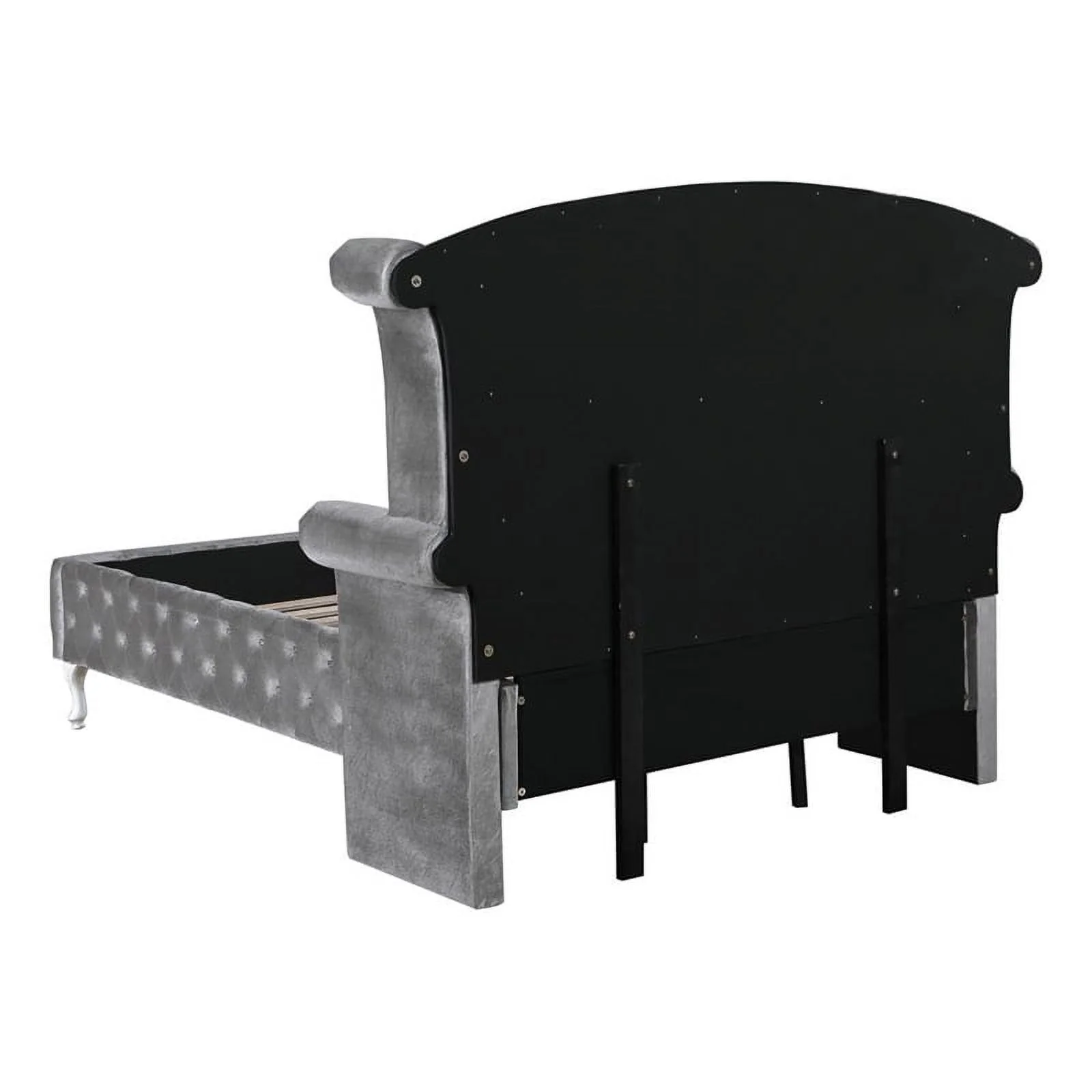 Pemberly Row Queen Contemporary Tufted Velvet Upholstered Bed Gray