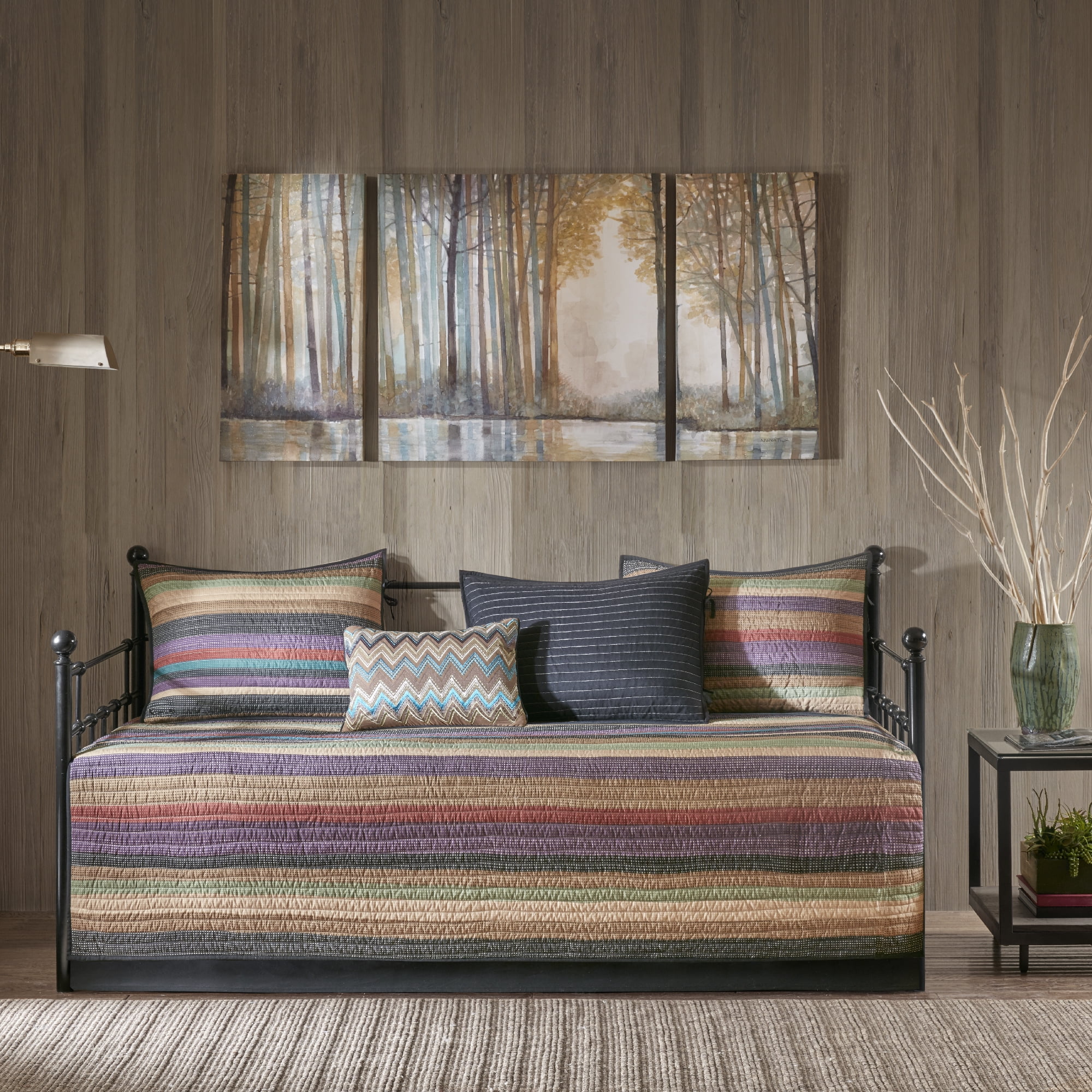 Home Essence Rey Channel Quilted 6 Piece Daybed Set, Multicolor