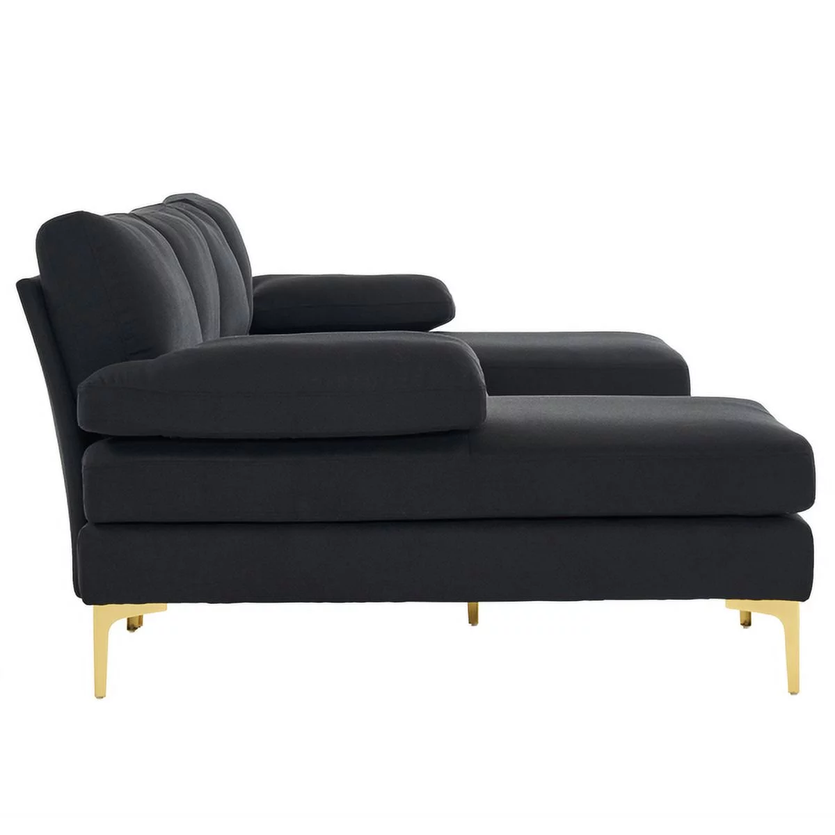 SYTHERS Convertible Sectional Sofa Couch, 4-Seat U-Shaped Sleeper Sofa Modern Linen Fabric for Living Room, Oversized Seats with Comfortable Backrest, Black