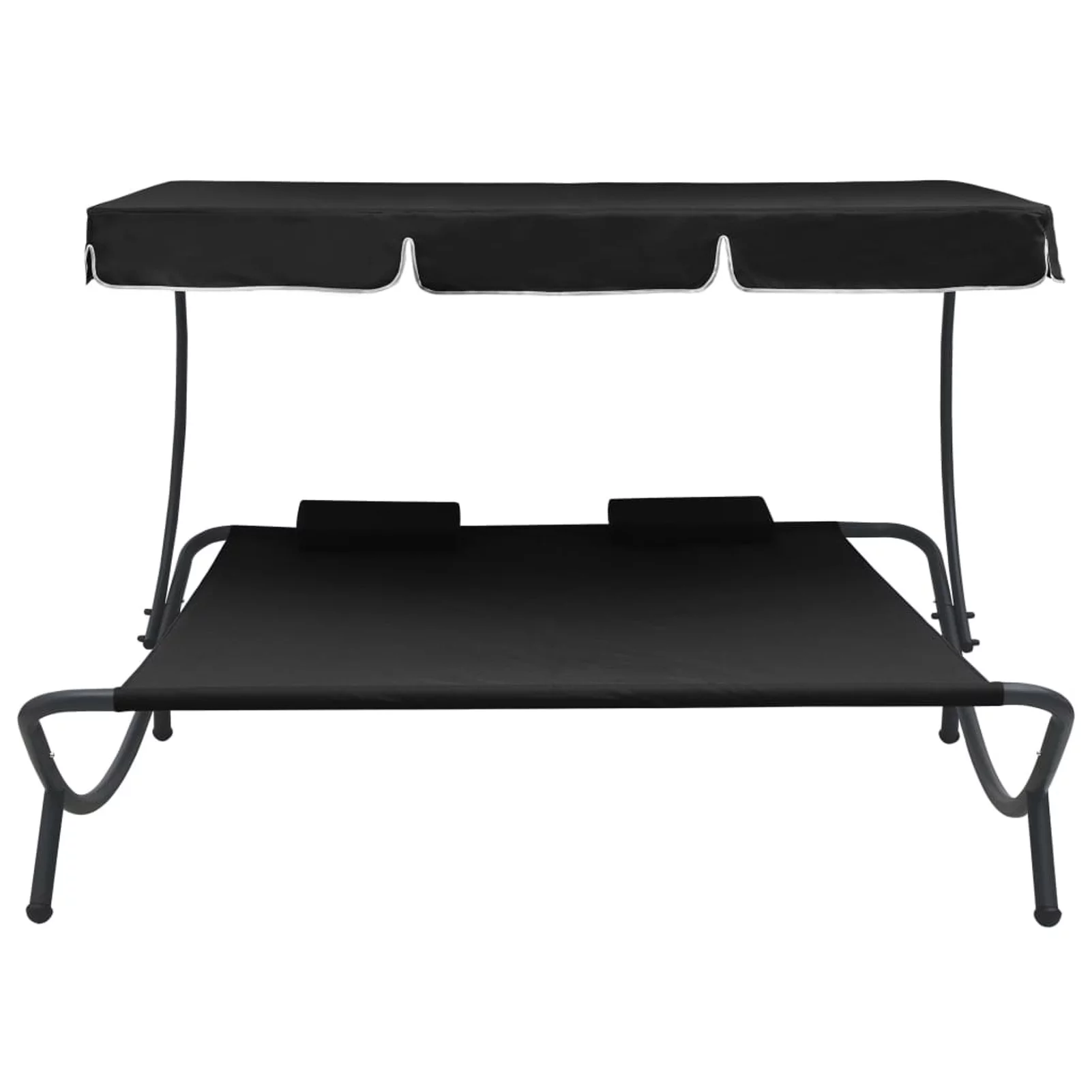 Carevas Patio Bed with Canopy and Pillows Black