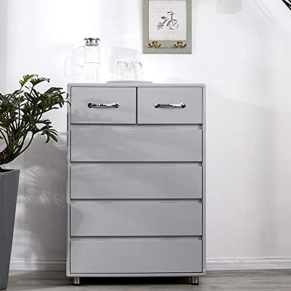 NLIBOOMLife 6 Drawer Dresser Modern Chest of Drawers Wooden Chest Cabinet Entryway Dresser Organizer for Bedroom Living Room Laundry Room (White)