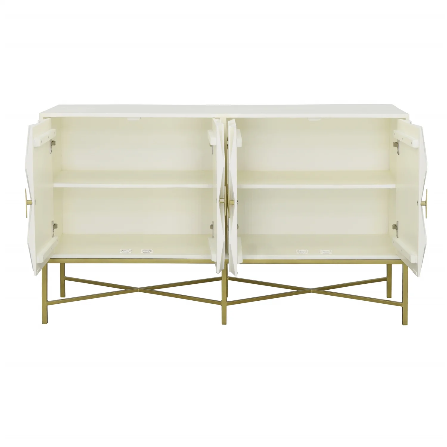 Coast to Coast Selena Modern Solid Mango Wood & Iron White Four Door Credenza