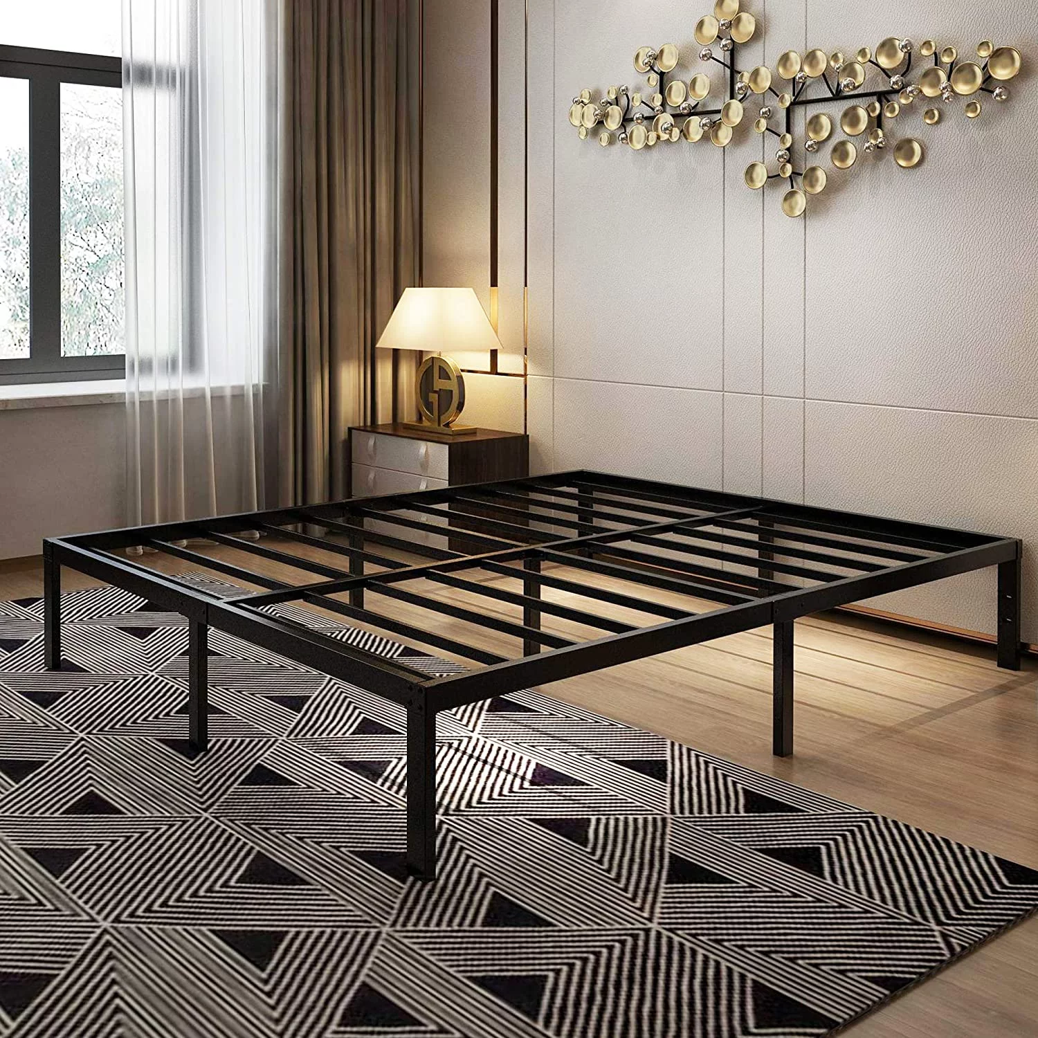 YINCHEN 14 Inch Platform Bed Frame/Easy Assembly Mattress Foundation / 3000lbs Heavy Duty Steel Slat/Noise Free/No Box Spring Needed, Full