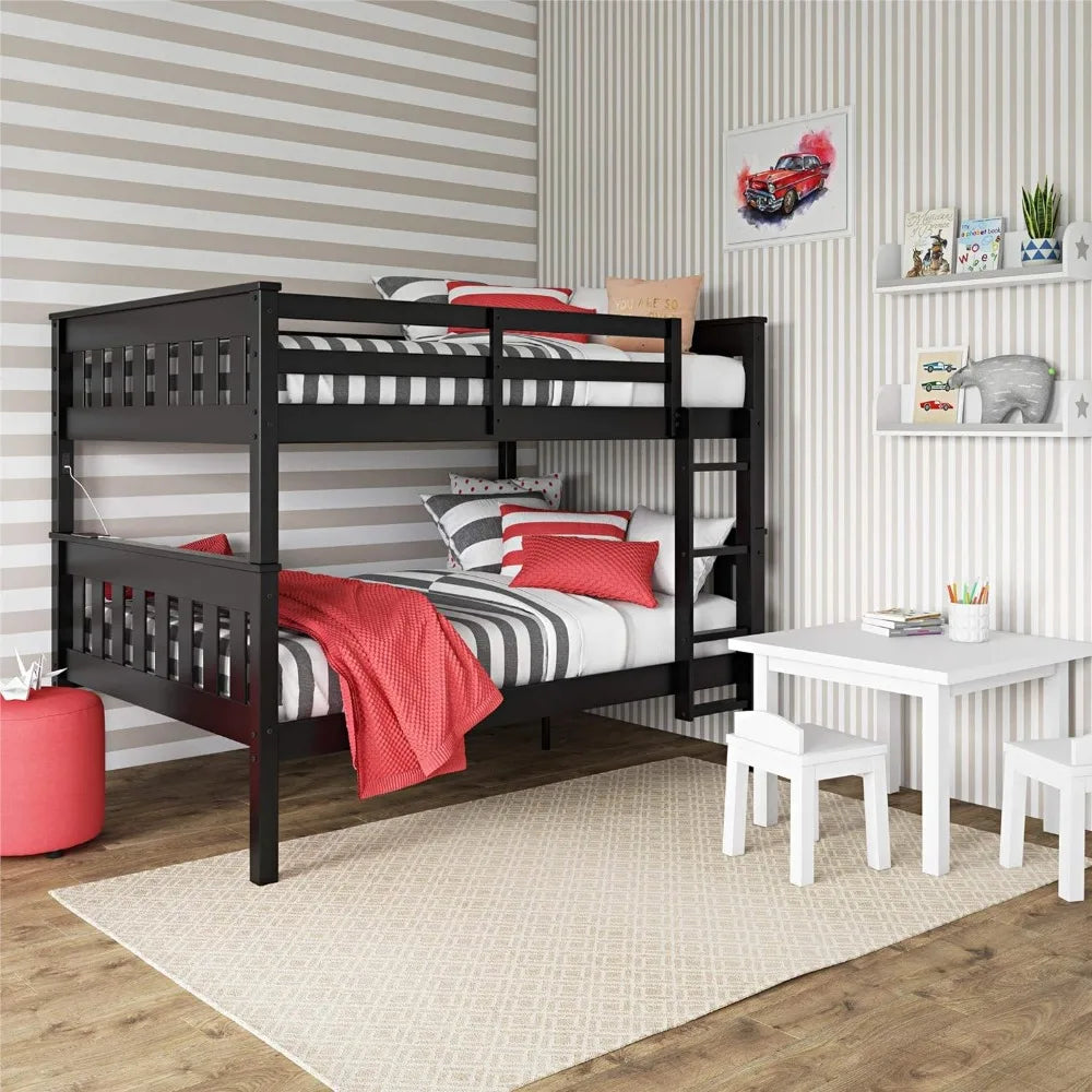 Dorel Living Moon Full USB Port, Black bunk Bed