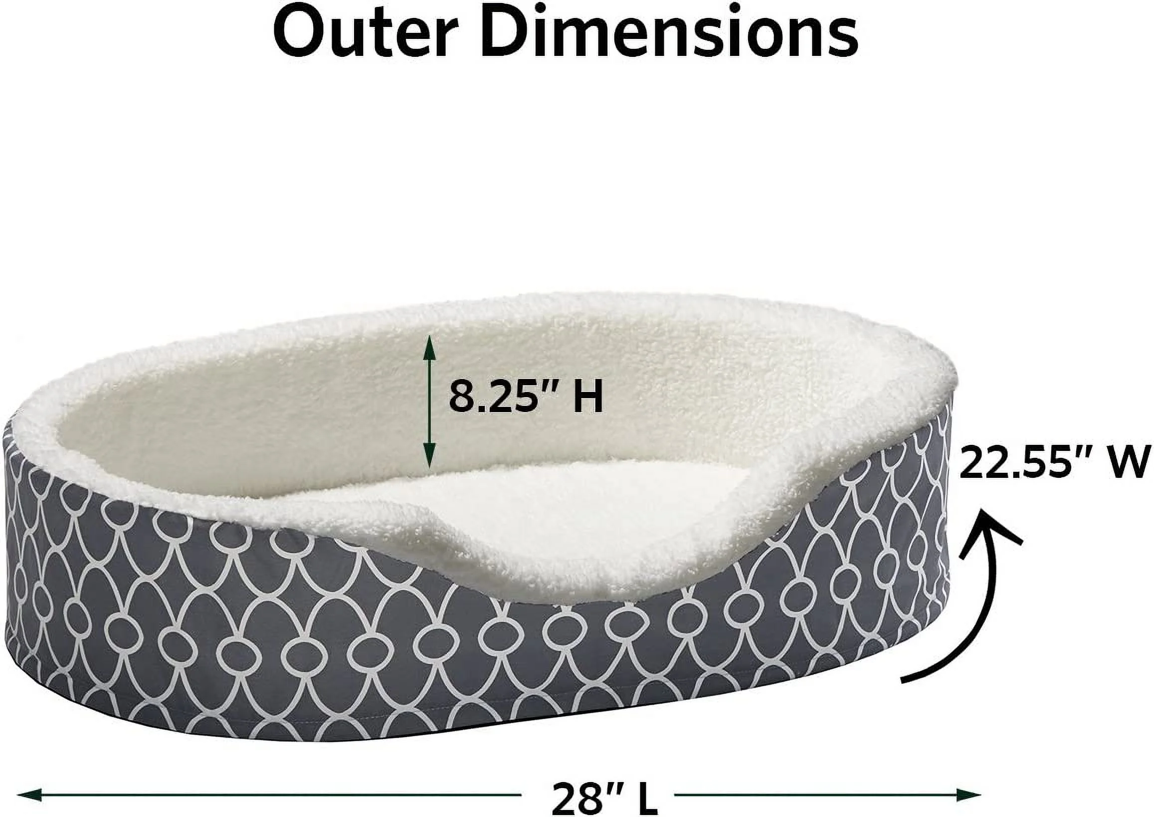 Orthoperdic Egg-Crate Nesting Pet Bed W/ Teflon Fabric Protector, Medium Gray