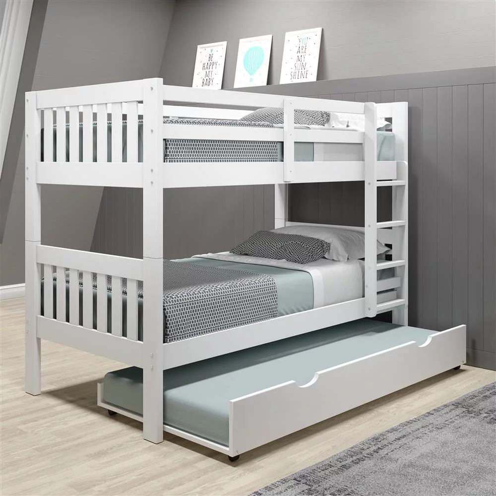 Donco Kids Twin/Twin Mission Bunk Bed W/Twin Trundle Bed