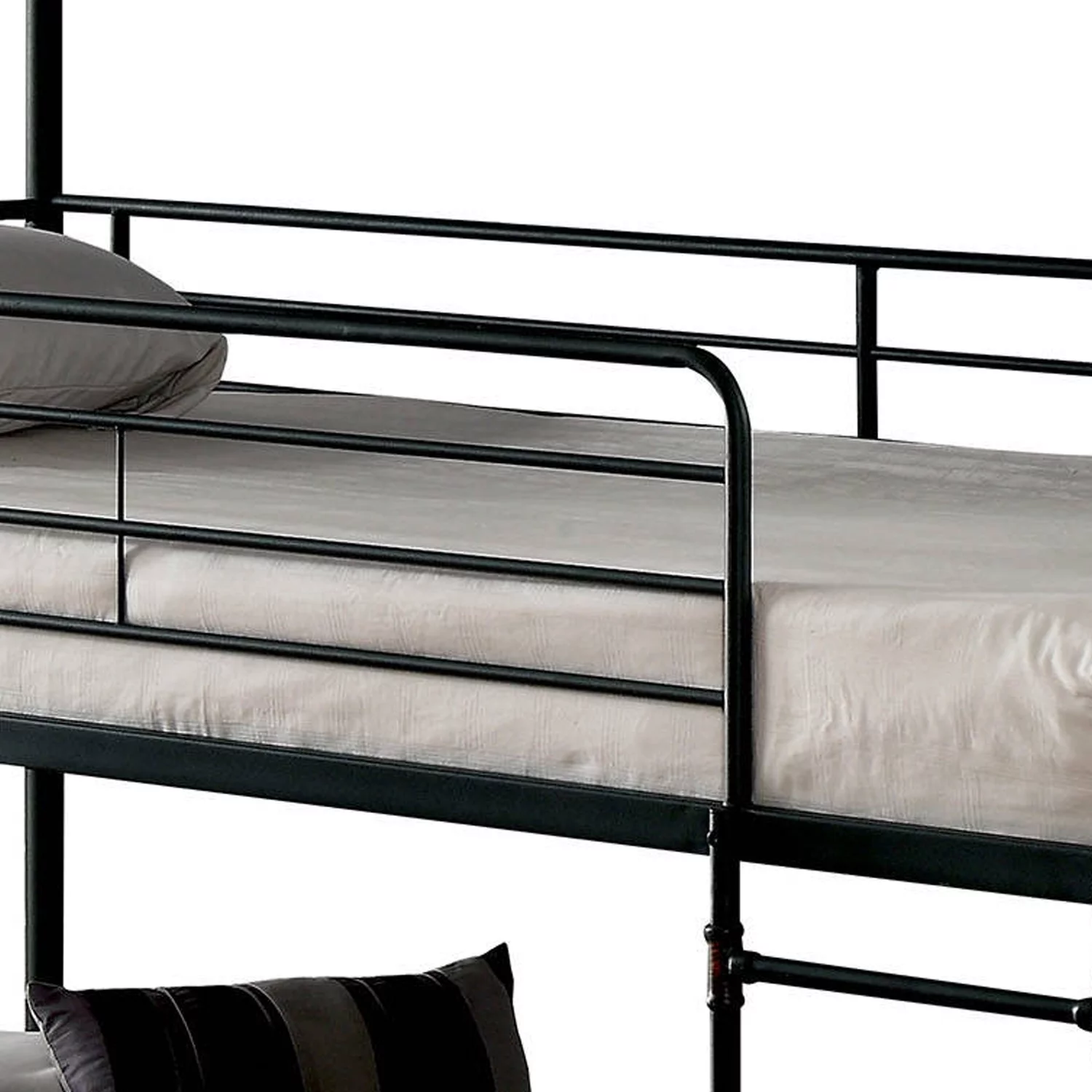 Benjara 3 Tier Industrial Style Twin Size Bunk Bed with 2 Ladders, Black