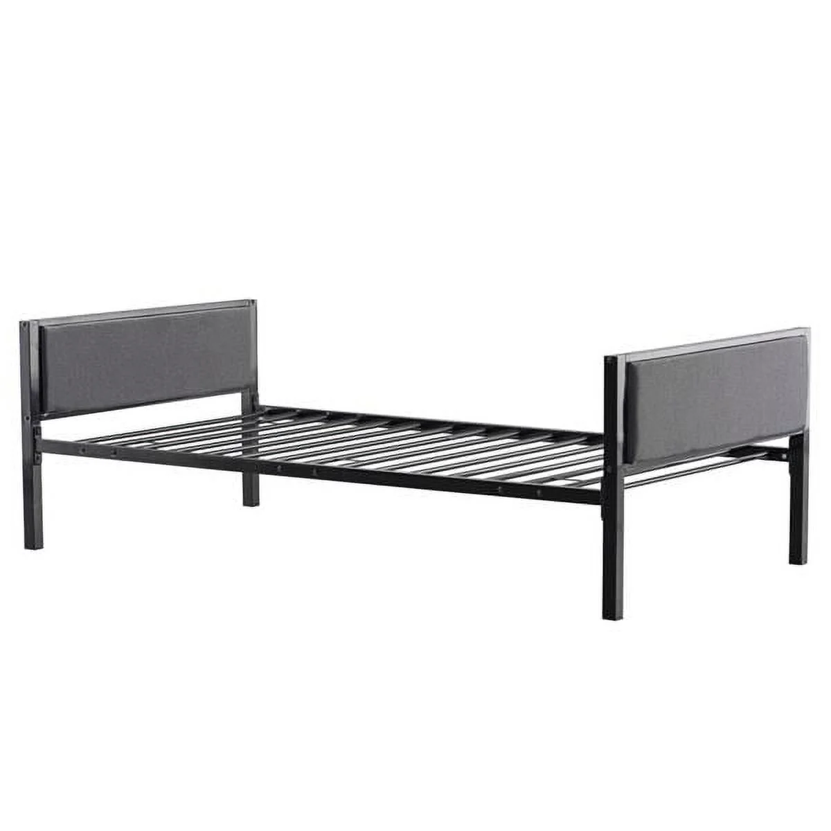Wulawindy Grey Platform Bed Frame Single Bed With Padded Headboard Twin 41.54x78.35x25.98 Inches