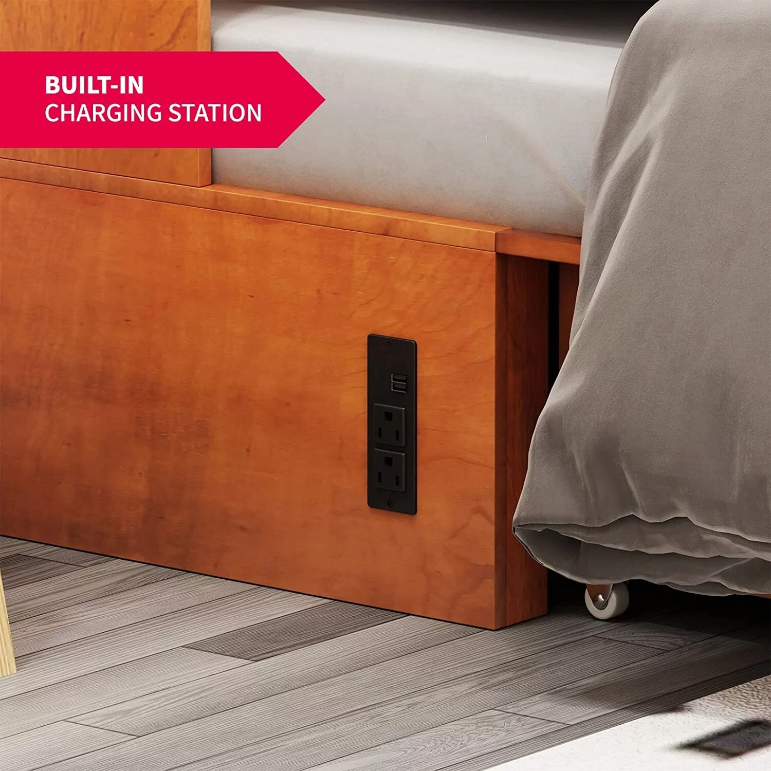 Mixoy Multifunctional Murphy Bed,Cube Cabinet Chest Bed with Mattress Cherry