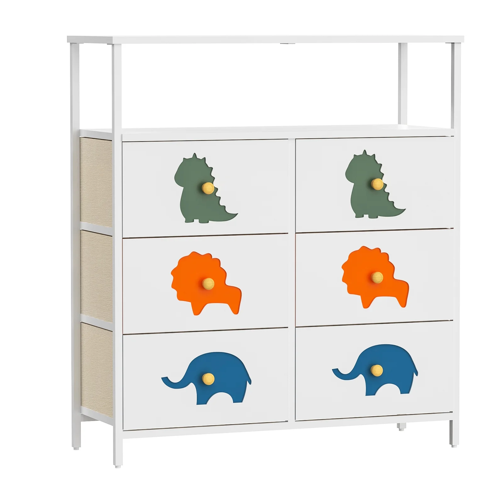 Sengroce Kids Dresser for Kids, Toddler Dressers, Vertical Dresser for Bedroom with 6 Drawers and Shelf, White