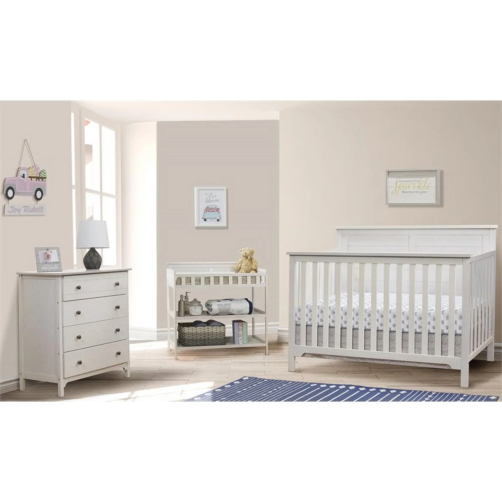 Sorelle Furniture Farmhouse Room in a Box, Weathered White