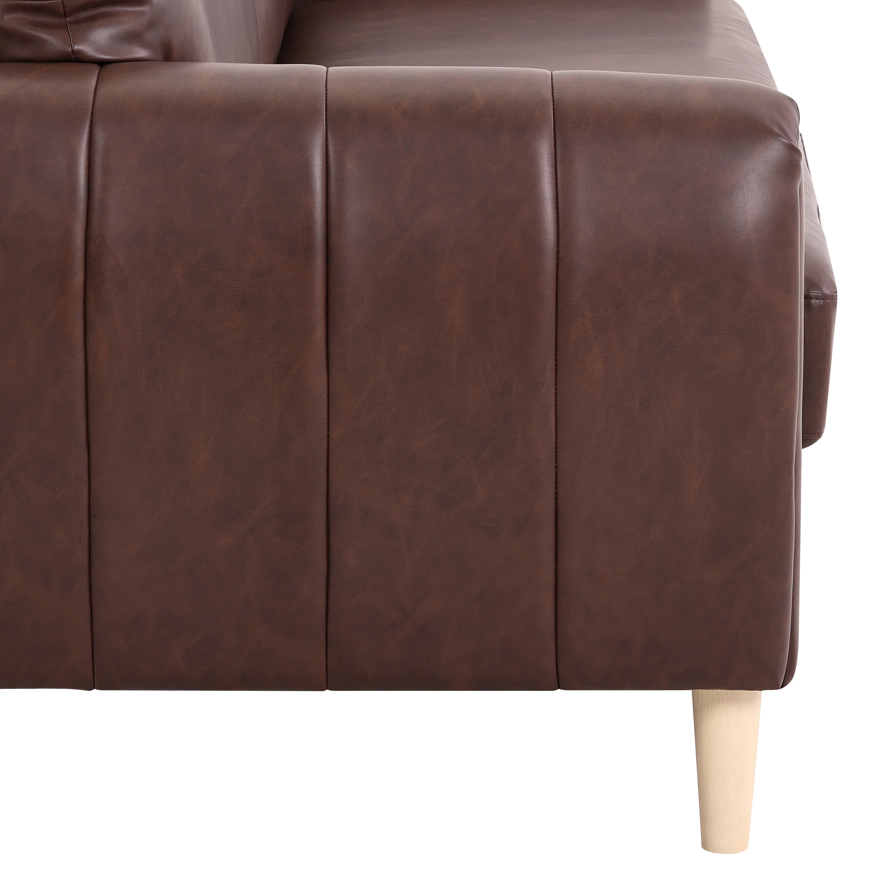 Serta Darby Transitional Stationary Sofa, Brown Faux Leather