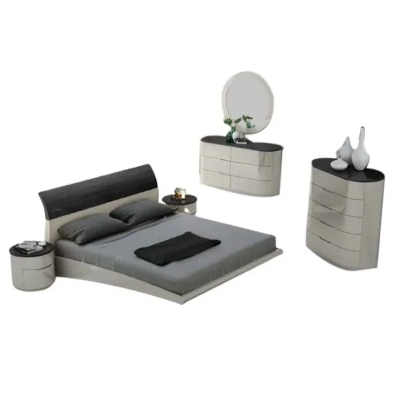Amsterdam Premium 5-Piece Bedroom Set, Grey & Light Grey, Queen