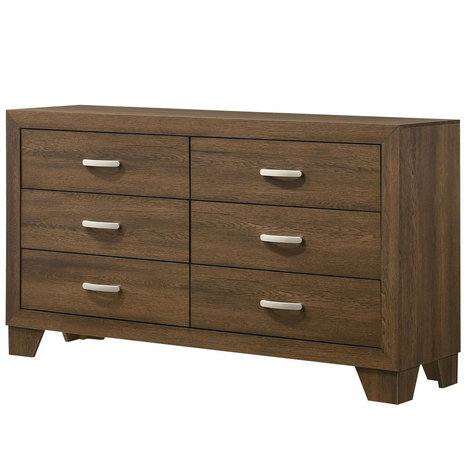 Saltoro Sherpi Transitional Style Wooden Dresser with 2 Drawers and Metal Handles, Brown