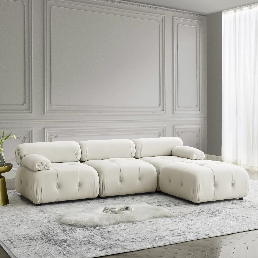Modular Sectional Sofa, Button Tufted Designed Cloud Sofa DIY Combination,L Shaped Couch with Reversible Ottoman