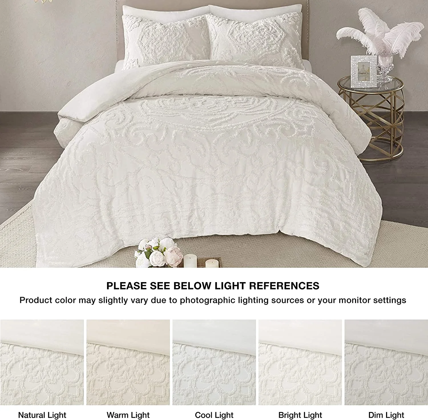 Perfect Madison Park Laetitia Comforter Bohemian Tufted Cotton Chenille  Medallion Shabby Chic All Season Down Alternative Bed Set with Matching Shams  King/Cal King(104"x92")  Fl