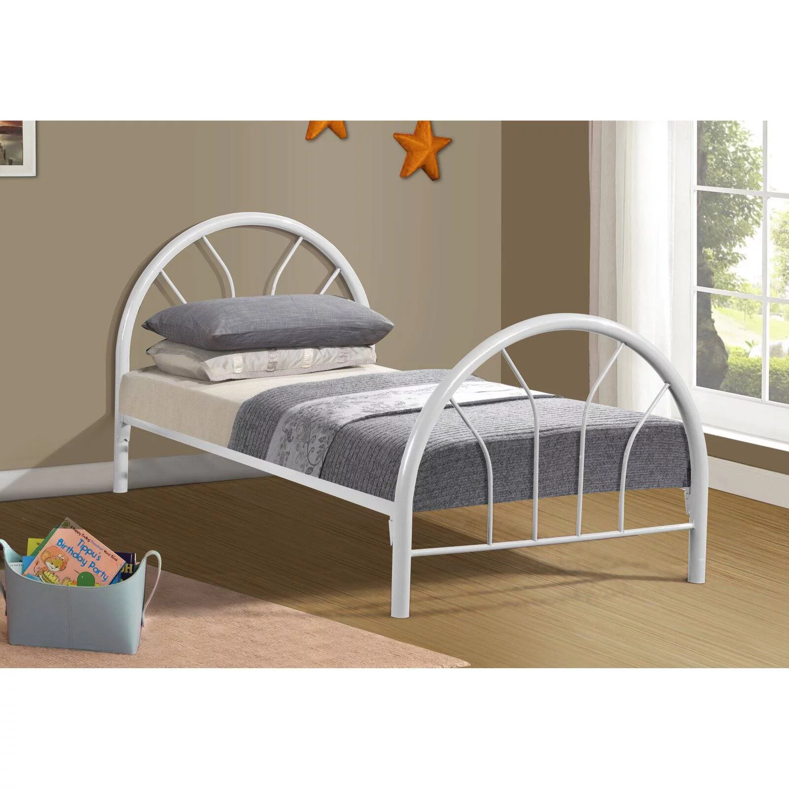 Donco Kids Metal Hoop Bed-Color:Silver,Size:Twin