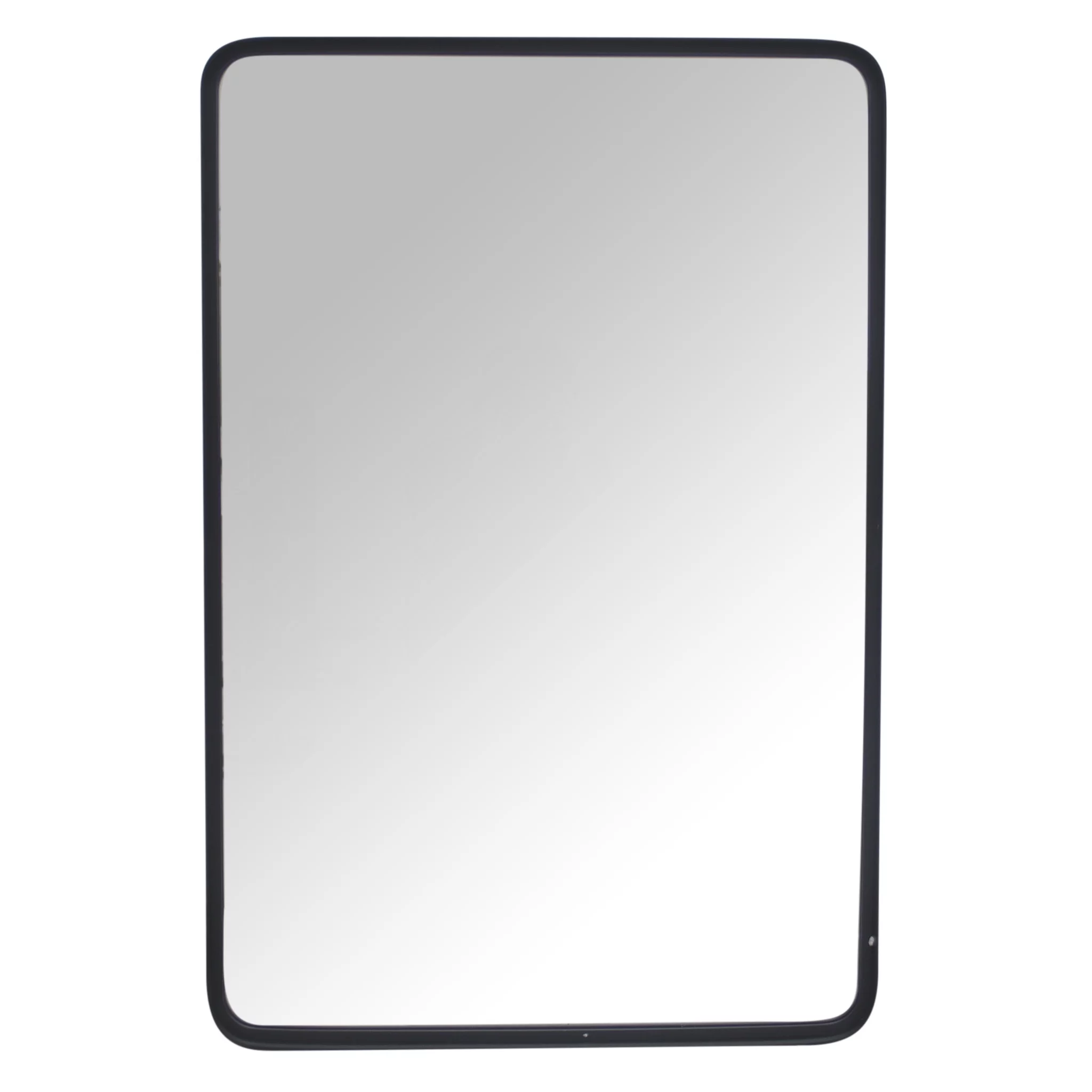 Parisloft 24x36 Inch Black Rectangular Metal Wall Mirror with Rounded Corner, Contemporary Vanity Mirror for Bedroom or Living Room,Horizontal/Vertical
