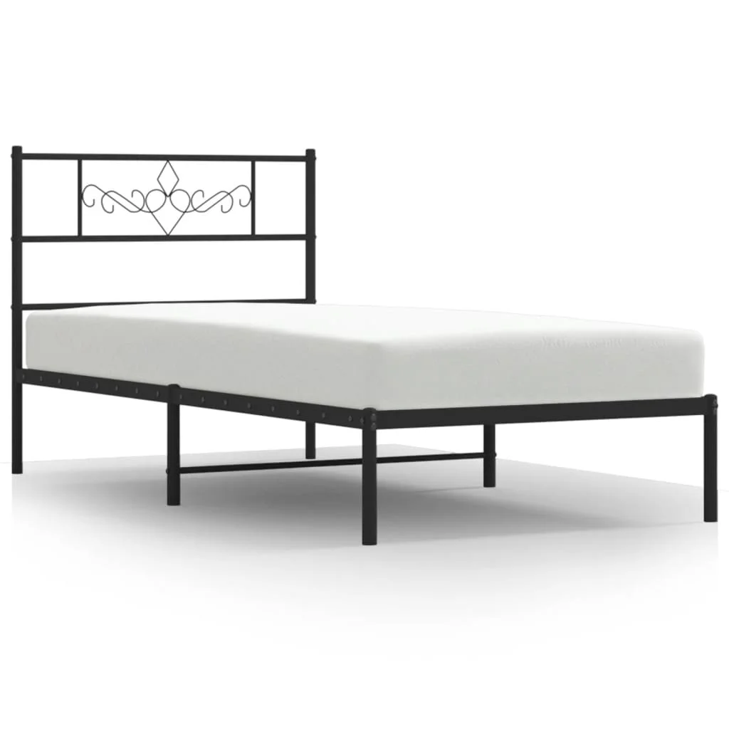 Tomshoo Metal Bed Frame with Headboard, Sturdy and Timeless Design, Black, 39.4