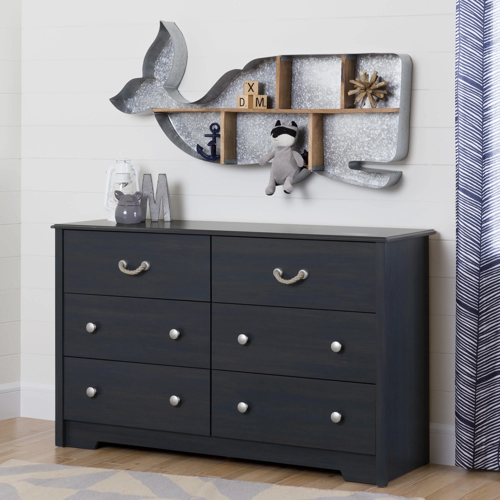 South Shore Aviron 6-Drawer Double Dresser, Kids Bedroom Blueberry