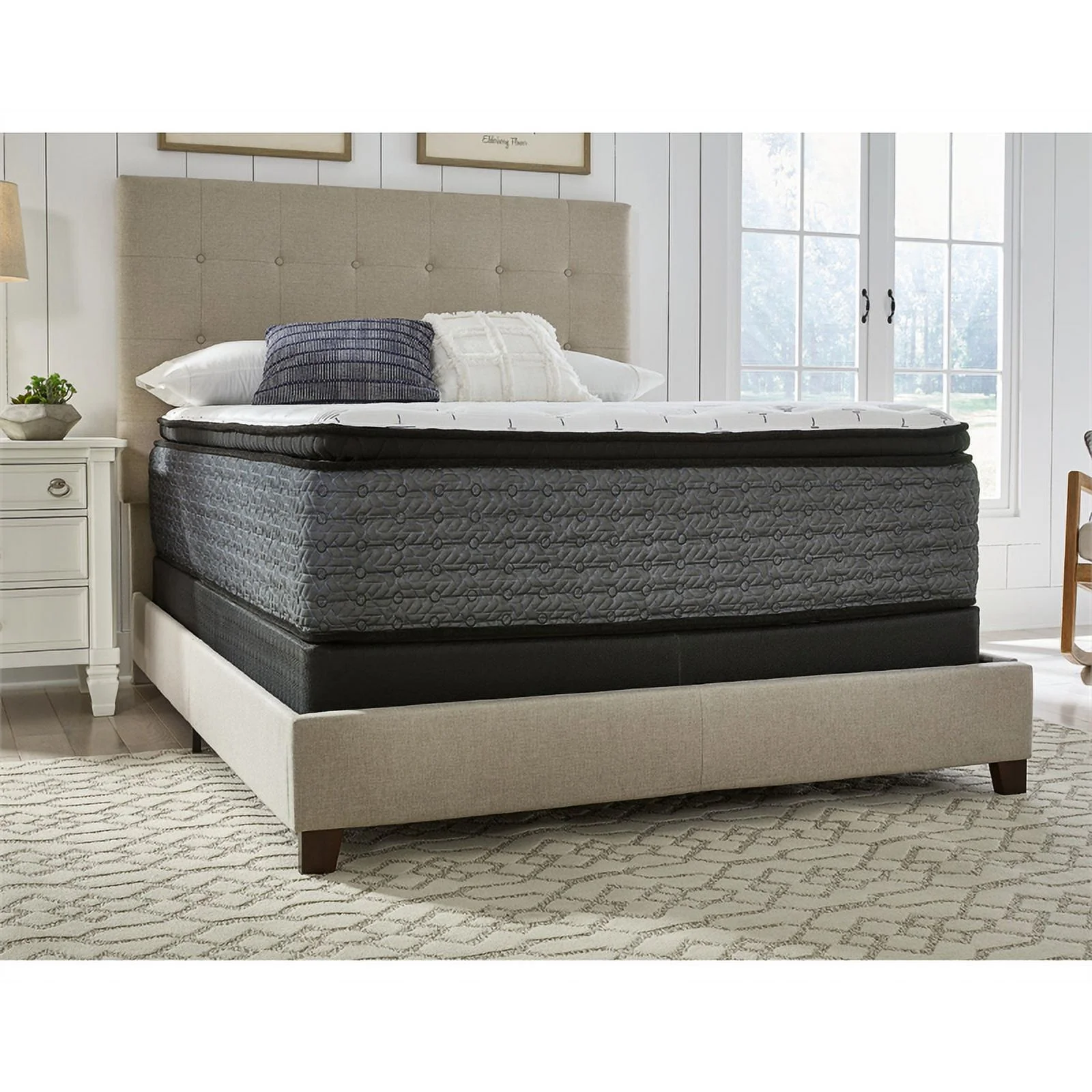 Ashley Furniture Ultra Luxury Fabric Cal King Mattress in White/Gray