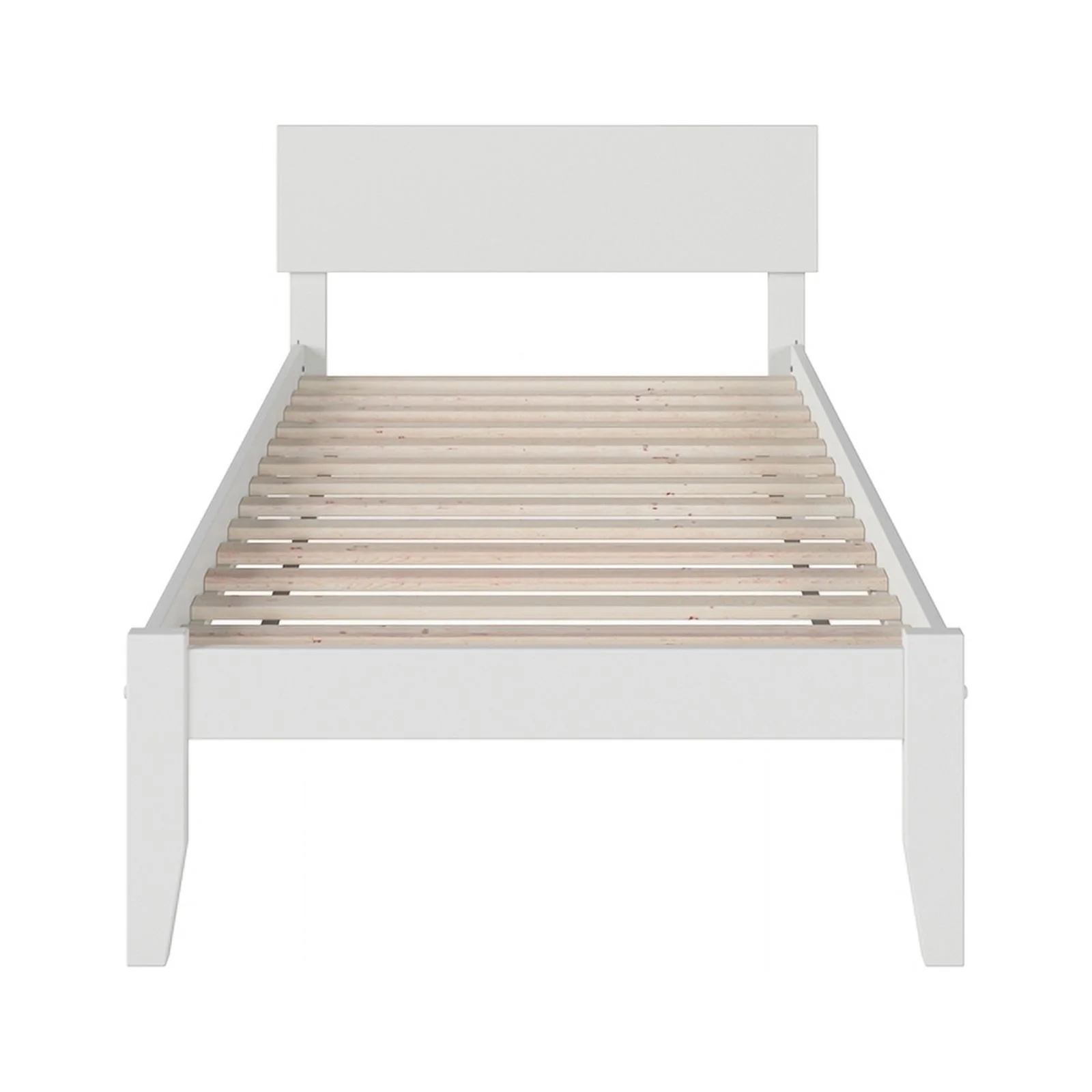 Leo & Lacey Transitional Solid Wood Twin XL Platform Bed w/ USB Charger in White