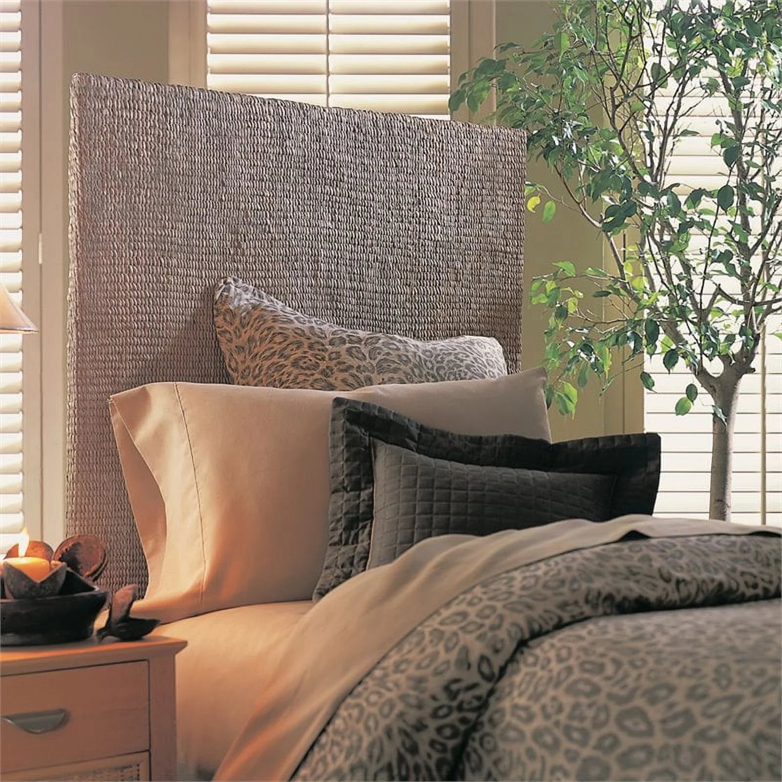 Padma's Plantation Wood Grassweave Queen Headboard in Natural