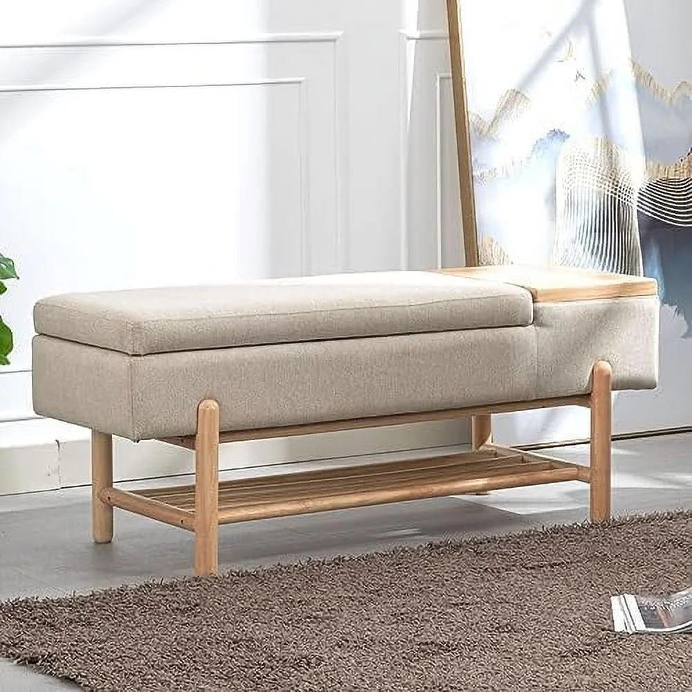 KHBIULIFE Green Leather Bench for Bedroom End of Bed Upholstered Ottoman Bench Modern Bench with Cushion Seating for Living Room Entryway