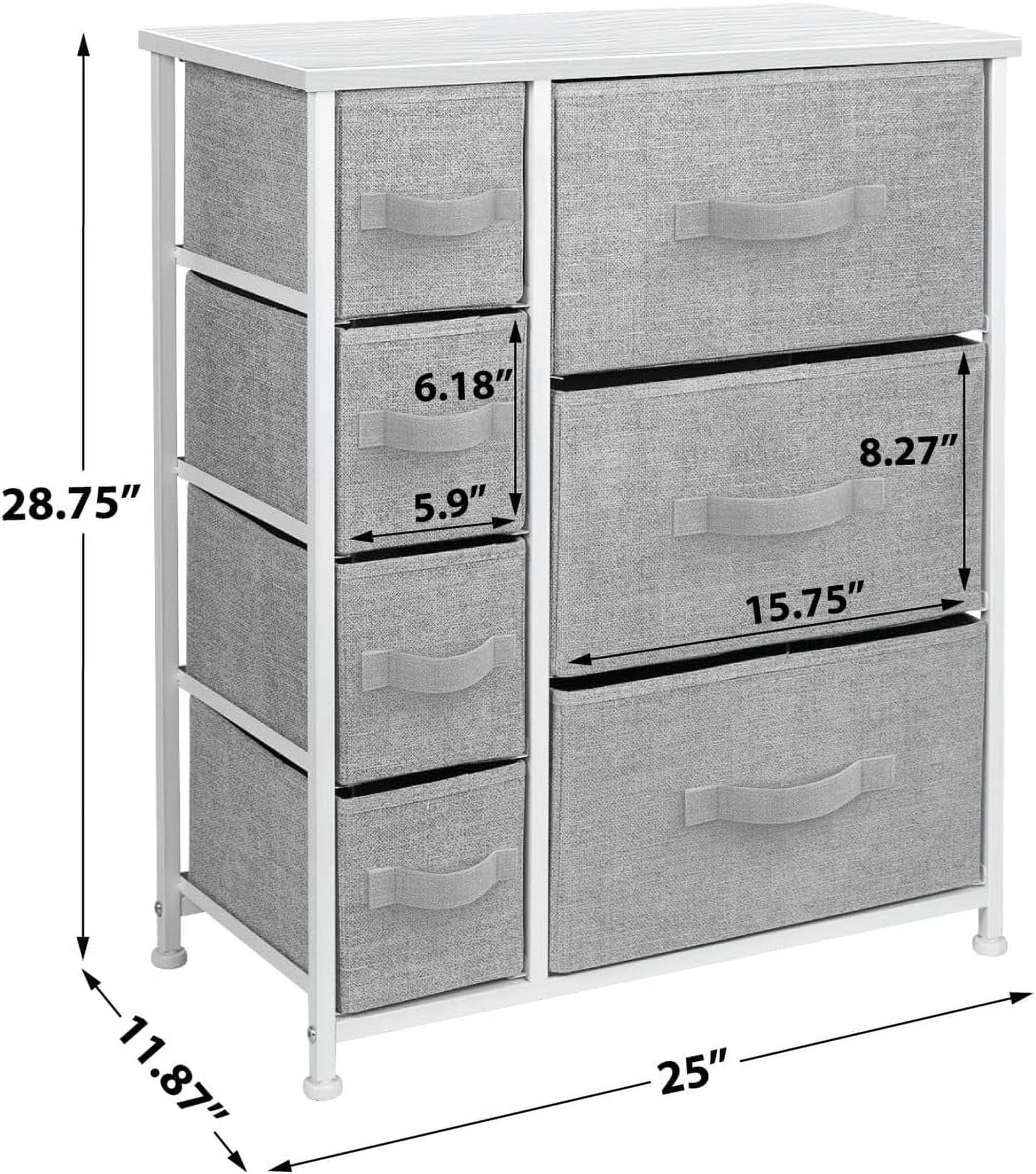 Dresser With 7 Drawers - Chest Organizer Tower Unit With Steel Frame, Wood Top, Easy Pull Fabric Bins - Storage Furniture For Bedroom, Hallway, Closet & Office Organization