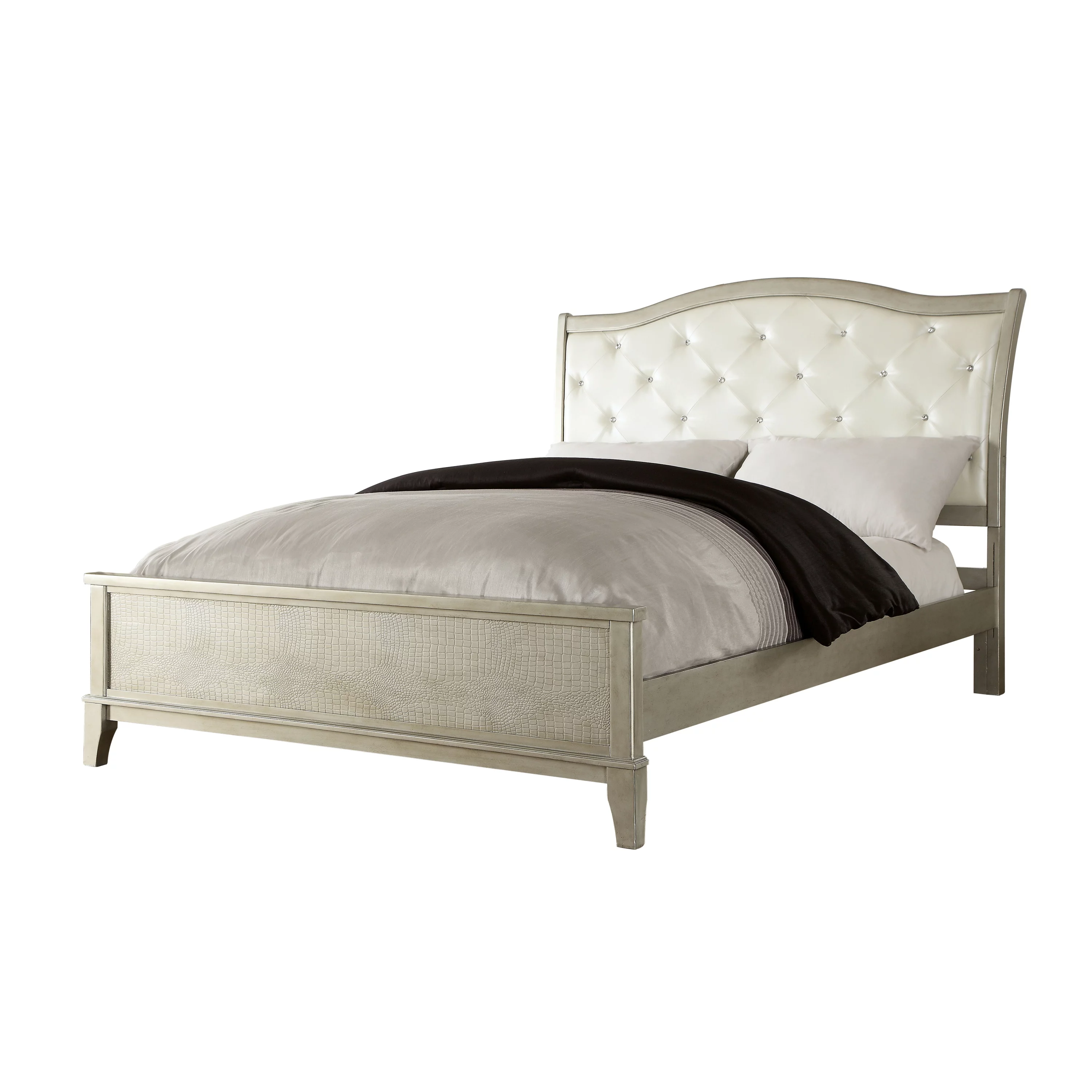 Furniture of America Malayah Contemporary Style 2-Piece Silver Bedroom Set, Multiple Sizes
