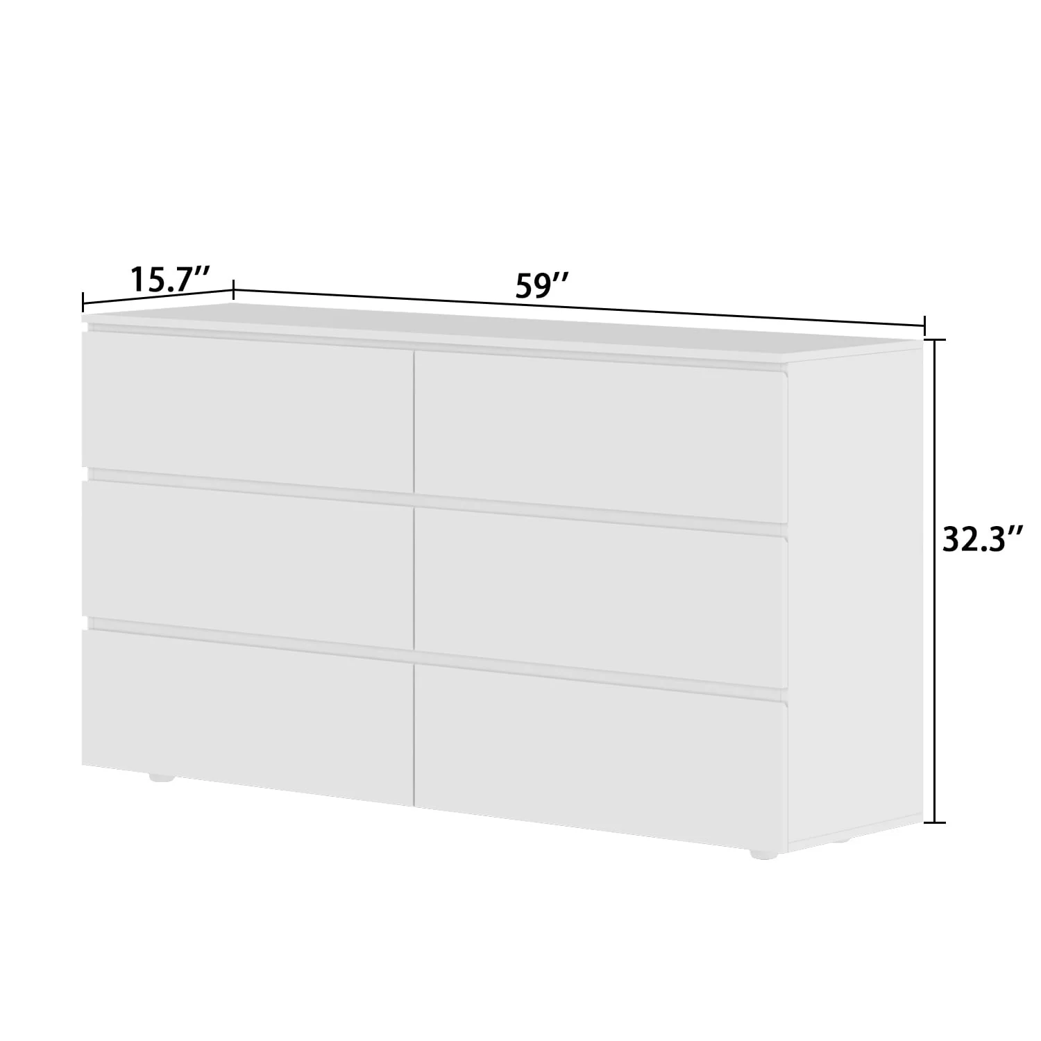 FUFU&GAGA 6-Drawer Utility Dressers Storage Cabinet White
