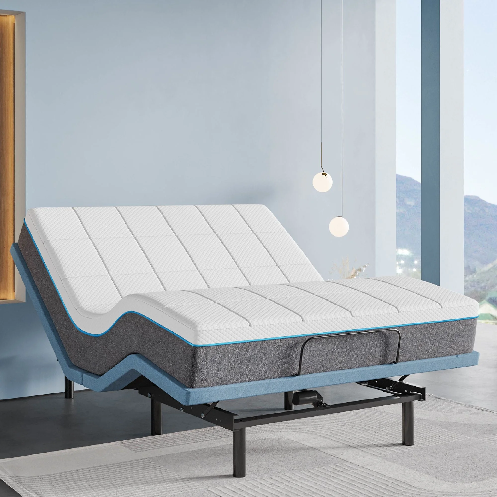 NLP230F King Adjustable Bed Base Frame with Wireless Remote; Independent Head & Foot