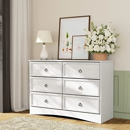 KHBIULIFE Modern 7 Drawer Dresser  Dressers for Bedroom  Chest of Drawers Closet Organizers and  Clothes - Easy Pulls Handle  Textured Borders Living Room  Hallway  Gray