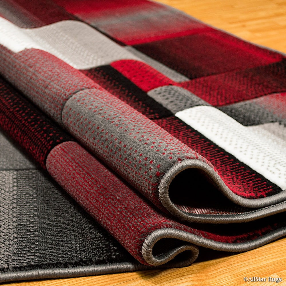 Red Allstar Modern. Contemporary Woven Area Rug. Drop-Stitch Weave Technique. Carved Effect. Vivid Pop Colors (7' 10