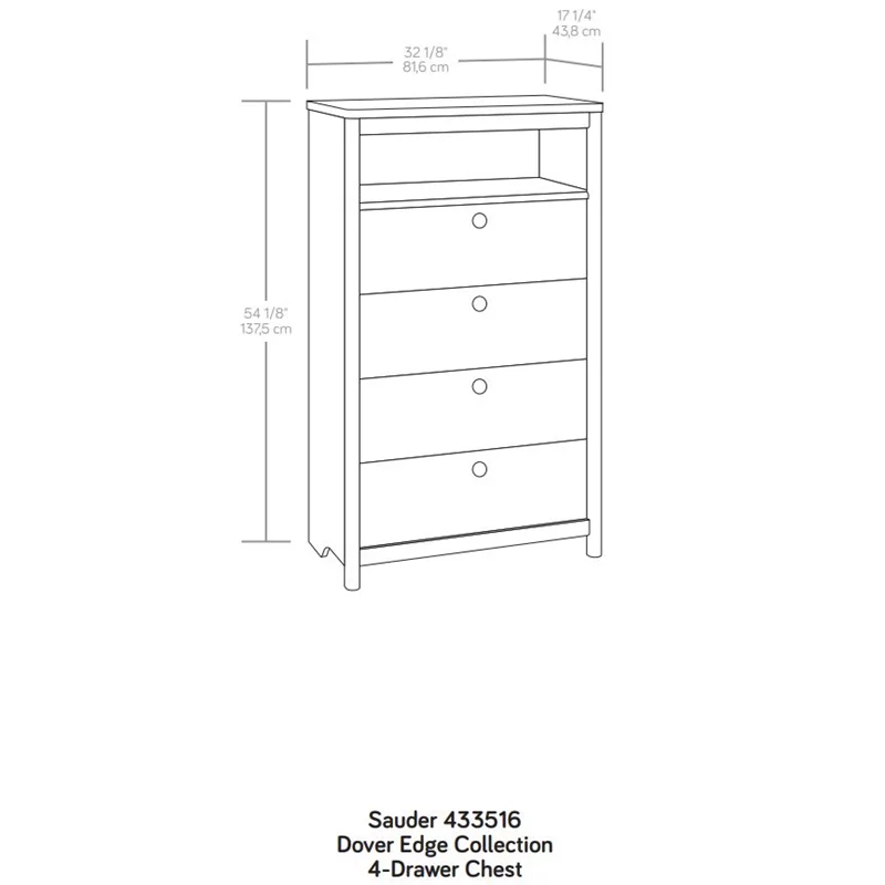 Bowery Hill Modern Engineered Wood 4-Drawer Chest in Denim Oak