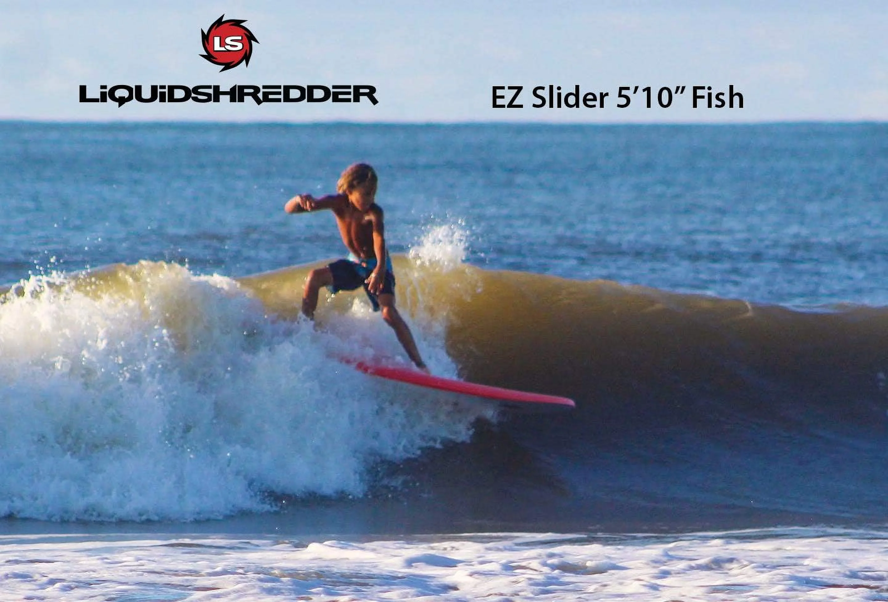 Liquid Shredder FSEZ510-RD 5 ft. x 10 in. Retro Fish Surfboard, Red